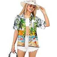 HAPPY BAY Women's Button Down Blouses Colorful Vacation Party Short Sleeve Holidays Bohemian Summer Hawaiian for Women