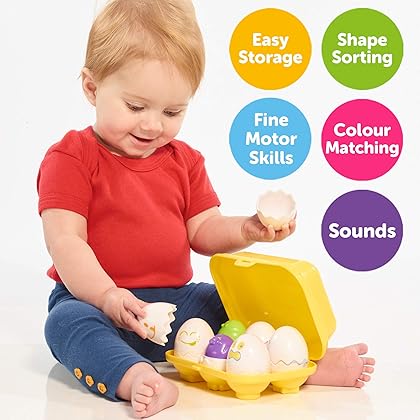 Toomies Hide & Squeak Eggs Toddler Toys - Matching and Sorting Games - Toddler Sensory Toys for Hand Eye Coordination and Color Recognition - Ages 6 Months and Up