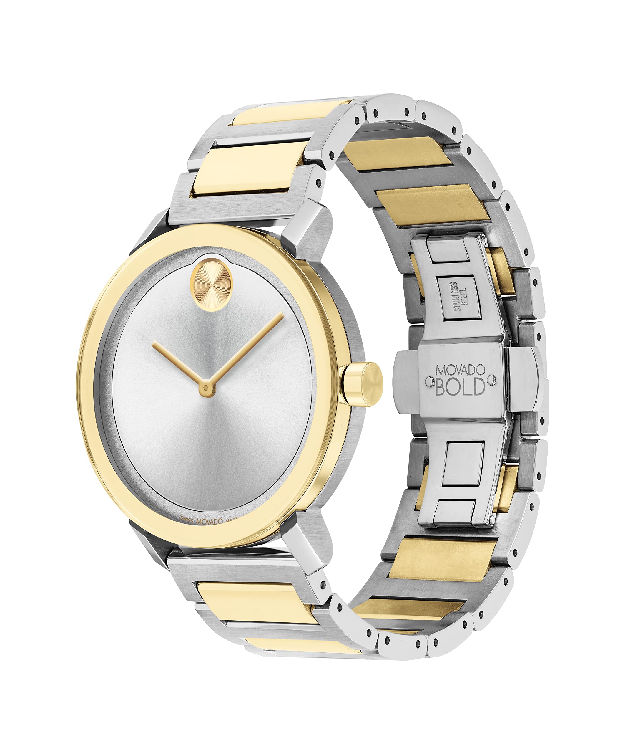Movado Men's Bold Evolution Stainless Steel Case, Two-Tone Stainless Steel Link Bracelet, Two Tone (Model: 3600887)