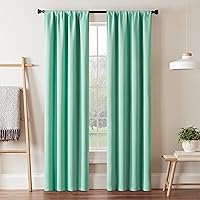 Eclipse Darrell Modern Blackout Thermal Rod Pocket Window Curtains for Bedroom or Living Room (Single Panel), 37 in x 95 in, Mint