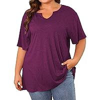Plus Size V Neck T Shirts Women Short Sleeve Tops Casual Summer Loose Fit Tshirts Tee