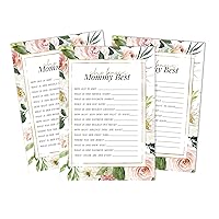 Gender Neutral Who Knows Mommy Best Baby Shower Game Cards-Fun Activity Cards Set of 50 Floral Party Theme