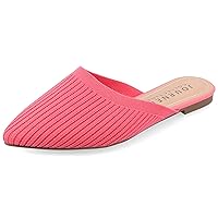 Journee Collection Flat Knit Mules for Women - Closed Pointed Toe Slip-On Shoe - Comfortable Aniee Slide