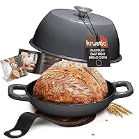 Enameled Cast Iron Dutch Oven for Sourdough Bread Baking | 6 Quart Pot with Lid | 10 Inch Ceramic Enamel Thick Coated Cookware Set with Non Stick Silicone Baking Mat for Cooking (Grey)
