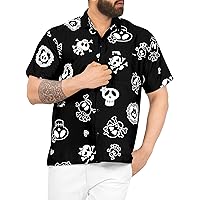 LA LEELA Mens Hawaiian Shirts Short Sleeve Button Down Shirt Men's Party Shirts Summer Beach Holiday Tropical Shirts for Men