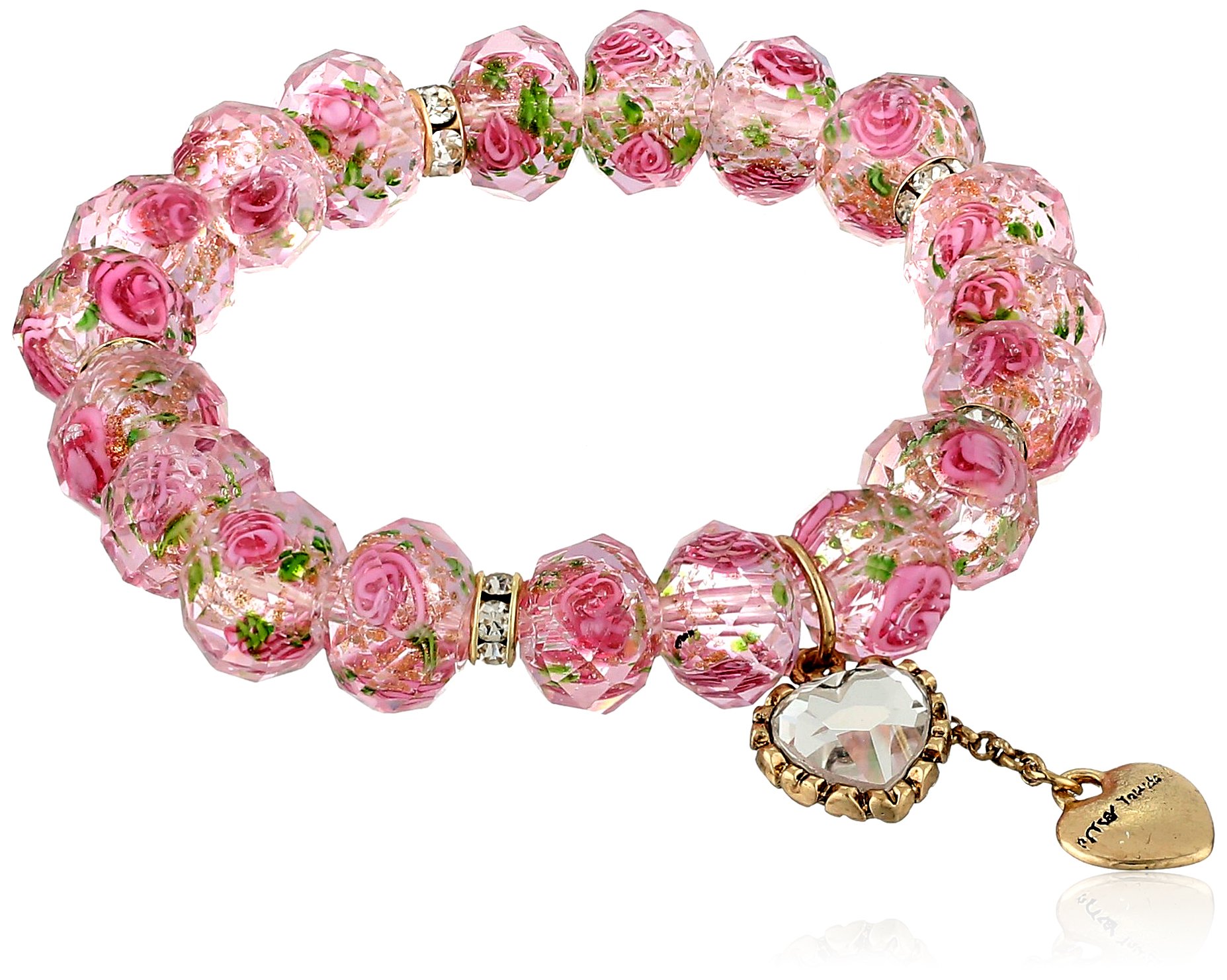 Betsey Johnson Tzarina Pink Beads Stretch Bracelet