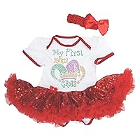 Petitebella Rhinestones My First Mardi Gras Clown Hat Baby Dress Nb-18m