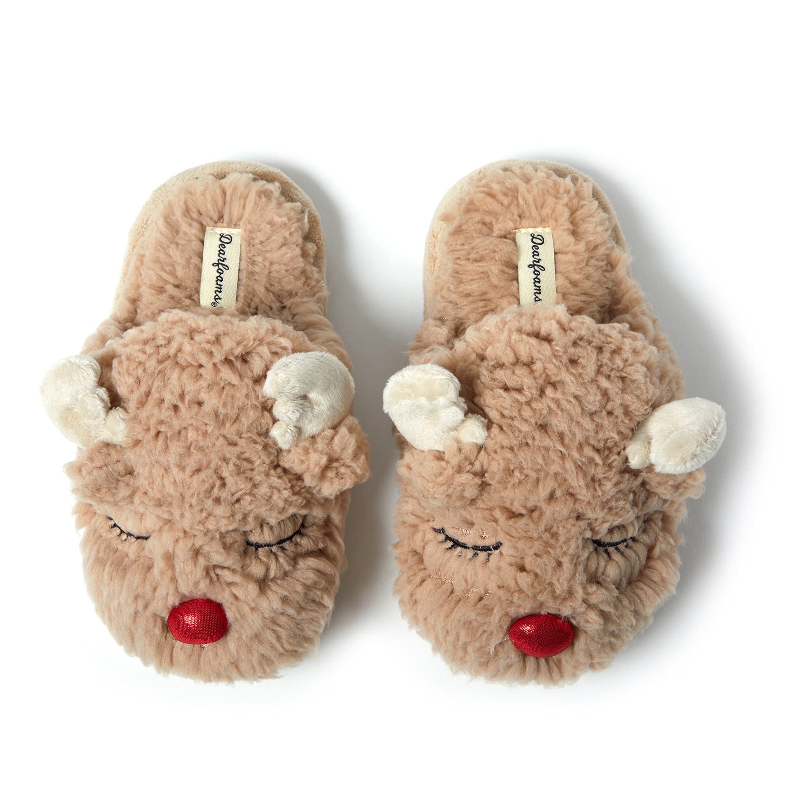 Dearfoams Unisex Matching Family Holiday Christmas Reindeer & Turkey Scuff