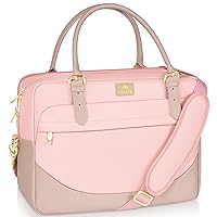MATEIN Laptop Bag for Women, 15.6 inch Computer Briefcase Sleeve Case, Large Water Resistant Cute Messenger Work Tote Bible Temple Bag Crossbody for Teen Girls School College Office Travel Gifts, Pink