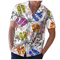 Men's Shirts Long Sleeve Hawaiian Loose Casual Printed Short Top Lapel Beach Shirt Summer Clothing