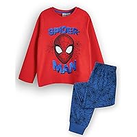 Marvel Spiderman Boys Pyjama Set | Kids Superhero Long Sleeve Long Leg Graphic PJs in Red & Blue | Sleepwear Merchandise Gift