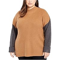 Calvin Klein Womens 3-Tone Pullover Sweater, Multicoloured, 2X Brown