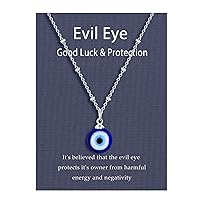Evil Eye Pendant Necklace Third Blue Eyes Amulet Ojo Dainty Necklace for Women Men Girls (Silver/Gold)