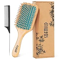 Sofmild Hair Brush-Natural Wooden Bamboo Brush-Eco Friendly Detangle Paddle Hairbrush for Women Men and Kids Massage Scalp Increase Hair Growth