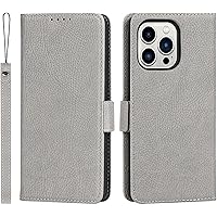 Case for iPhone 13/13 Mini/13 Pro/13 Pro Max, Flip Genuine Leather Wallet Case with Card Slot and Shockproof Kickstand Magnetic Closure (Color : Gray, Size : 13pro 6.1