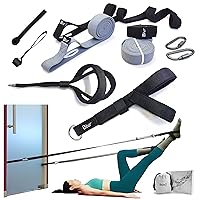 Portable Pilates Home Kit - Home Workout Equipment with Designed Pilates Loop Straps, Fabric Long Resistance Exercise Bands, Door Anchors and Aluminum Carabiners for Working Out as in Reformer