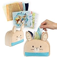 Kids Preferred Peter Rabbit Tissue Box Montessori Sensory Toy 8 Double Sided Tissues For Infants, Babies, and Kids Based on the Beatrix Potter Books