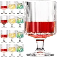 Vintage Wine Glasses Set of 12, 8 oz Origami Style Glass Water Goblets, Unique Embossed Pattern Stemmed Cocktail Glasses, Classic Goblet Party Glasses, Wine Glasses Goblets for Daily Use