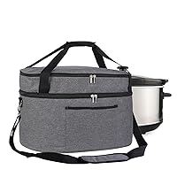 musbus 2 Layer Slow cooker bag for Crock-Pot 6-8 quart, Travel reunionc outdoor, Easy to transport Insulation water proof easy cleaning to carry, Family Gathering Potluck, Gift for Women - Grey