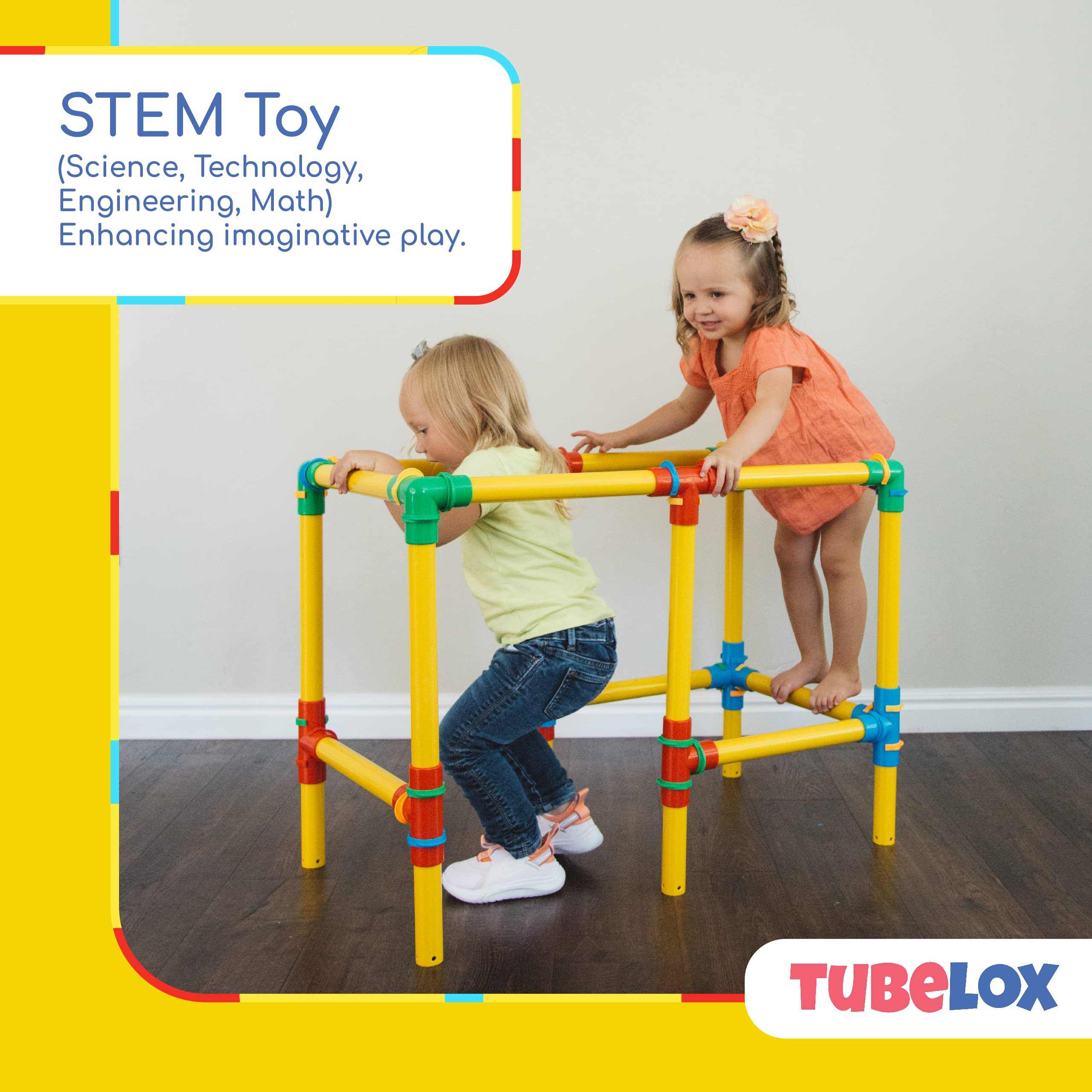 Tubelox Deluxe Building Toys Set - Kids STEM Toys for Development - 220 Piece Set w/ Storage Bag