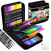 Caliart 34 Double Tip Brush Pens Art Markers, Artist Fine & Brush Pen  Coloring Markers for Kids Adult Book Halloween Journaling Note Taking  Lettering Calligraphy Drawing Art Craft Supplies Kit