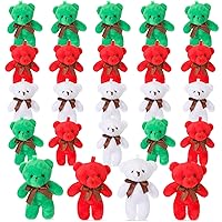 24 Pcs 4.5 Inch Stuffed Animals Soft Plush Bears Doll with Ribbon Bow Mini Bears for Boys Girls Birthday Decoration Gift Bear Baby Shower Favors (Red Green White)