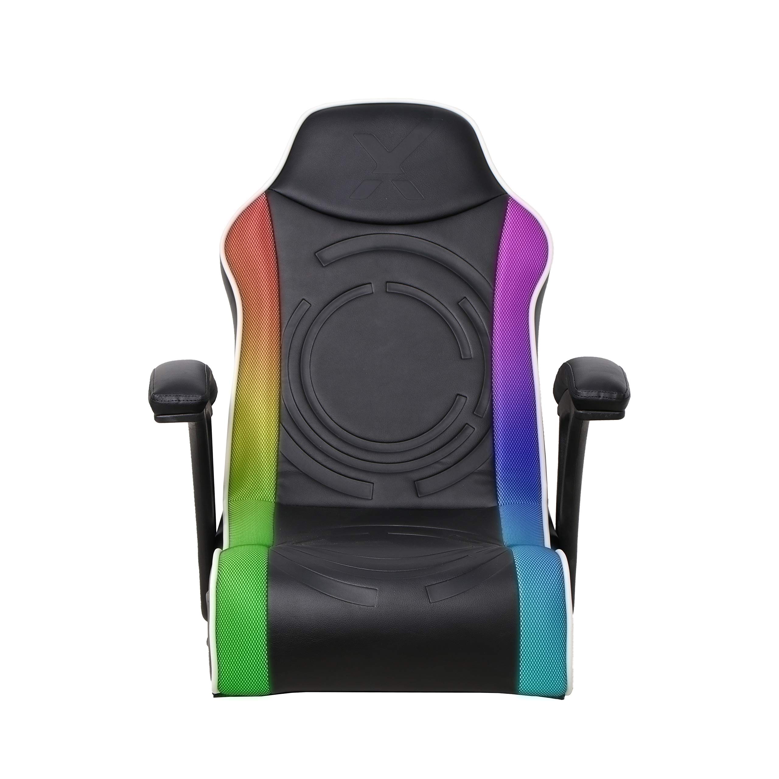 X Rocker Emerald RGB LED Floor Gaming Chair, Headrest Mounted Speakers, 2.0 Wired Audio System, 5110701, 30.3