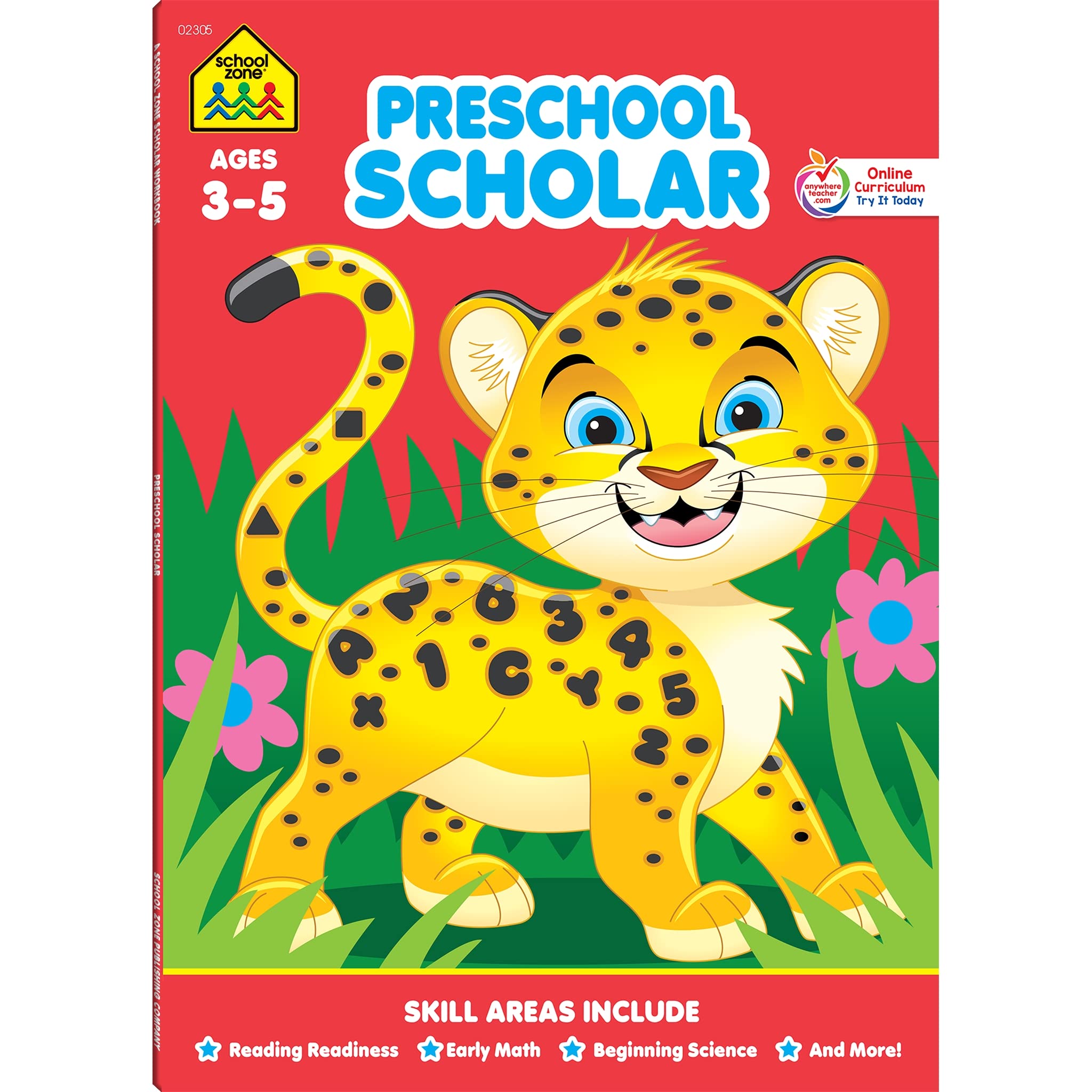 School Zone - Preschool Scholar Workbook - 64 Pages, Ages 3 to 5, Preschool to Kindergarten, Reading Readiness, Early Math, Science, ABCs, Writing, and More