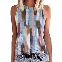 XJYIOEWT Going Out Tops for Women Sexy Plus Size Women Fashion Summer Crewneck Tank Tops Lightweight Sleeveless Printed