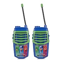 Sakar PJ Masks Molded Walkie Talkie for Kids, Safe and Flexible Antenna, Over 1000ft Range, Easy-to-Use Power Switch, Belt Clip, Pack of 2, Camping Accessories, 2-Pack, Outdoor Toys