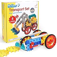 My Gears Transport Set - 118 Pieces - 8+ Activities - Gears Toys for Kids - Build Rotating, Moving Models - Building Toys for Kids Ages 4-8