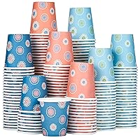 300 Pack 3 oz Paper Cups, Disposable Bathroom Cups, Mini Mouthwash Cups, Small Cups for Holiday Christmas Party, Hot/Cold Beverage Drinking Cup for Gargle Espresso Juice Medicine (Daisy)