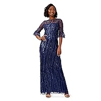 Adrianna Papell Women's Long 3D Floral Sequin Gown