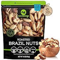 NUT CRAVINGS - Brazil Nuts Roasted & Unsalted - No Shell, Whole (16oz - 1 LB) Bulk Nuts Packed Fresh in Resealable Bag - Healthy Protein Food Snack, All Natural, Keto Friendly, Vegan, Kosher