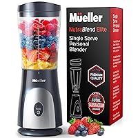 Mueller Personal Blender for Shakes and Smoothies with 15 Oz Travel Cup and Lid, Juices, Baby Food, Heavy-Duty Portable Blender & Food Processor, Grey