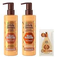 Whole Blends Sulfate Free Remedy Honey Treasures Replenishing Shampoo and Conditioner Set for Very Damaged Hair with Sample, 12 Fl Oz, 1 Kit (Packaging May Vary)