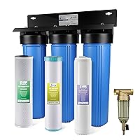 Whole House Water Filter System w/Spin Down Sediment Filter, Polyphosphate Anti-Scale, GAC+KDF, and Carbon Block Water Filters, Water Descaler and Water Filter, Model: WGB32B-KDS+WSP50