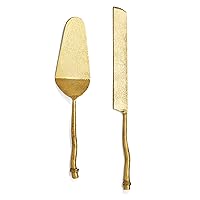 Elle Décor Essentials Cake Serving 2-Piece Stainless Steel Set with Decorative Handles Perfect for Dessert Lovers Parties Entertaining Gifts and More Twing Gold Medium
