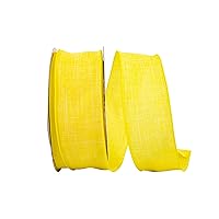 Reliant Ribbon 92573W-079-40K Everyday Linen Value Wired Edge Ribbon, 2-1/2 Inch X 50 Yards, Yellow