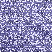 Cotton Cambric Purple Fabric Asian Japanese Wave DIY Clothing Quilting Fabric Print Fabric by Yard 42 Inch Wide