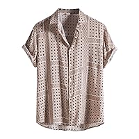 Printed Hawaiian Shirts for Men Summer Casual Short Sleeve Button Down Spread Collar Dress Shirt Beach Vacation Shirts