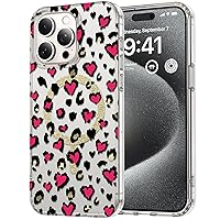 ZIFENGXUAN-Case for iPhone 15Pro Max/15 Pro/15 Plus/15, Magnetic Clear PC Drop Protection Phone Cover Stylish Leopard Print Pattern Cute (15 Plus,Red)