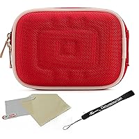 Red Nylon Durable Slim Protective Storage Cover Cube Carrying Case with Internal Mesh Pocket and Carabiner Clip for Casio EXILIM Card Cameras