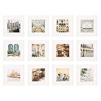 12-Piece White Square Photo Frame - Set with Hanging Template - Wall Gallery Kit - 16.5