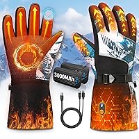 Heated Gloves for Men and Women, 7.4V3000mAh Rechargeable Battery Electric Heated Gloves, Waterproof Touch Screen Heated Gloves, Skiing, Hunting, Riding, Hiking, Fishing, Working Heated Gloves
