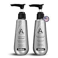 Silk Keratin Shampoo & Conditioner Set - Smooth Protection Sulfate-Free Shampoo & Smooth Hydration Conditioner (3.4 Oz), gray