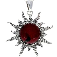 Genuine Baltic Amber & Sterling Silver Large Sun Star Pendant without Chain - 1864
