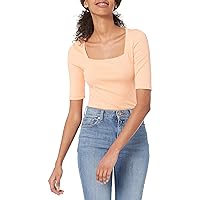 Women's Slim-Fit Half Sleeve Square Neck T-Shirt