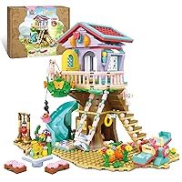 QLT Tree House Building Set with Light Kit - Compatible with Lego Flowers Friends Friendship Treehouse Building Kit, Creative Forest Toy with a House Construction Set Gift for Kids(648PCS)