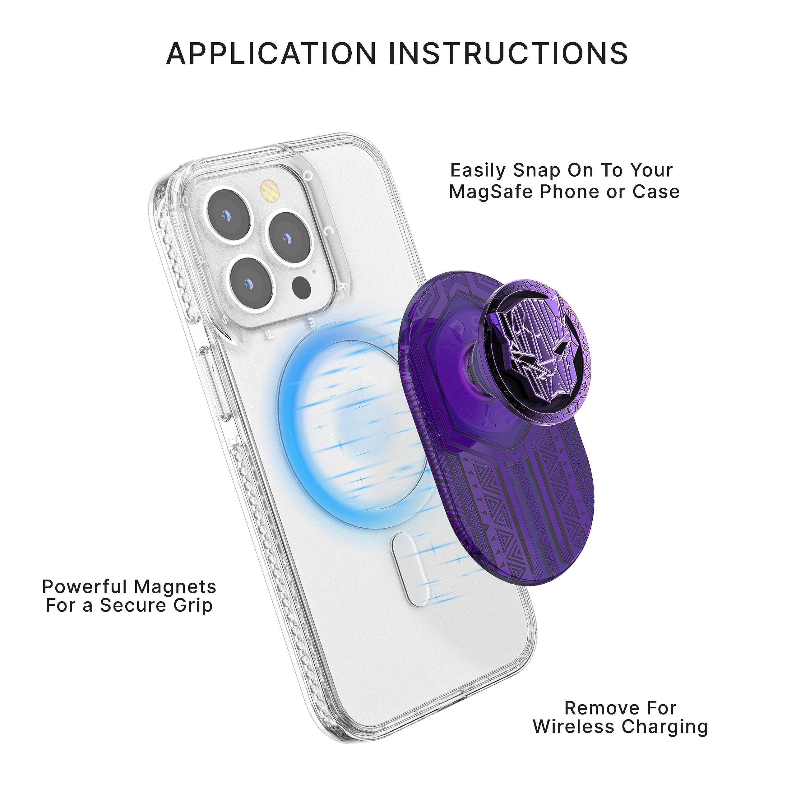 PopSockets Phone Grip Compatible with MagSafe®, Phone Holder, Wireless Charging Compatible, Pill-Shaped Grip - Wakanda Forever